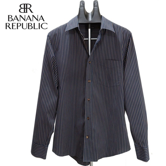 Banana Republic Brown Pinstripe White ClassicSiz M - Picture 1 of 4